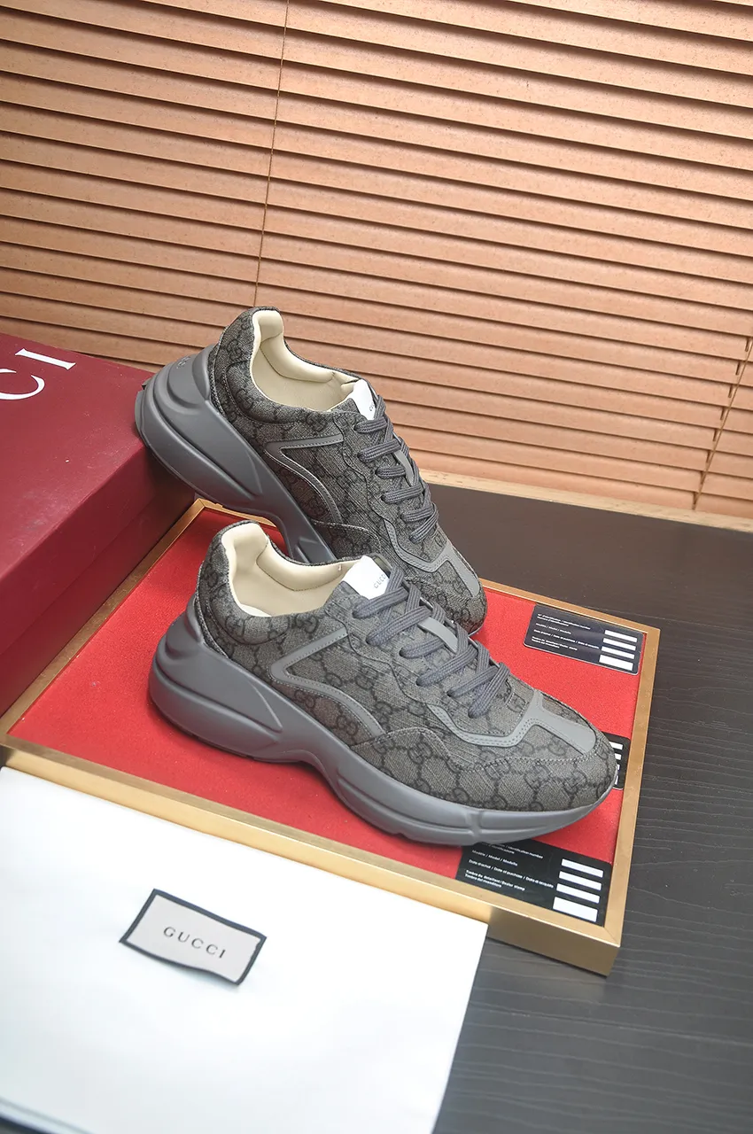 Men's shoes 💰540💶【GUCCI】 (couple style) (the highest version of Gucci's popular dad shoes. 🚹🚹2023 counter sales simultaneously ,, the upper is made of imported cowhide, comfortable sheepskin lining, great foot feel, original lightweight shock-absorbing thickened foam outsole, simple color matching, versatile and handsome, code number: 35-40 for women, 38-45 for men (45 is customized and non-returnable) "Full set of packaging, card, certificate, cloth bag, handbag"